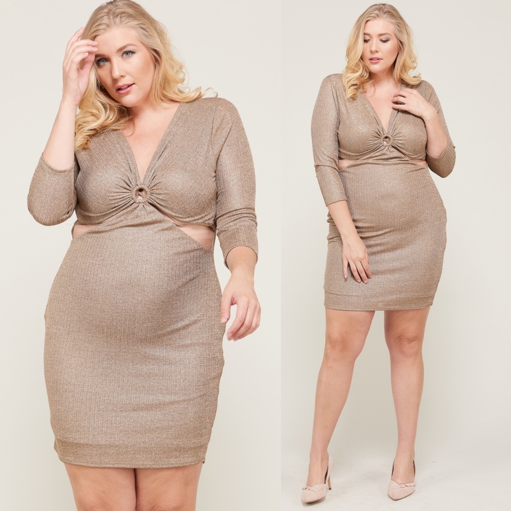 1x New plus size twisted cut side cutout dress
